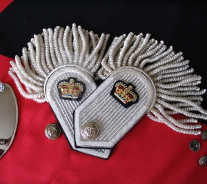 The silver epaulettes and crowns of the Marines